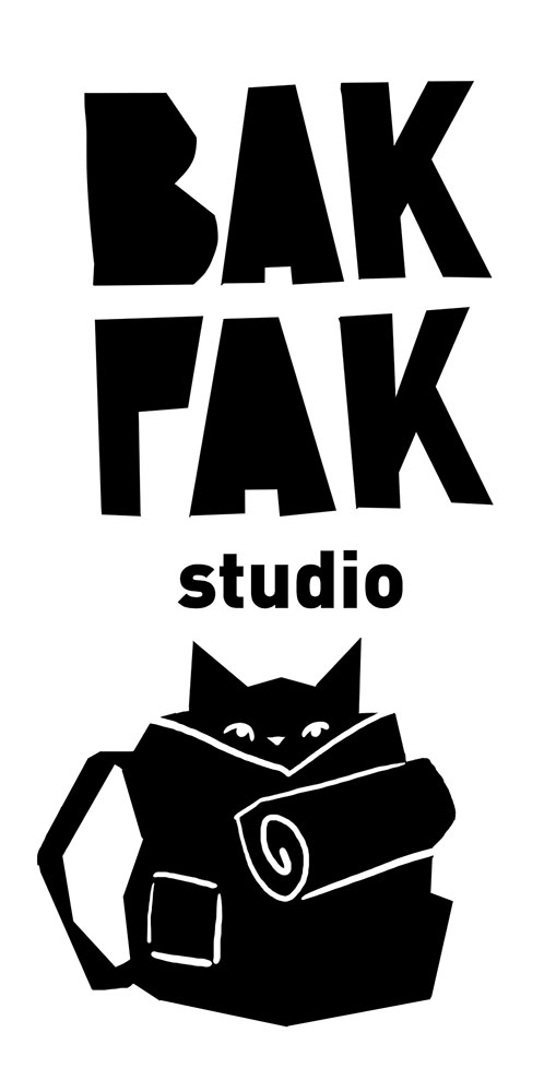 BAKPAK Interactive logo: a cat sleeping in a backpack.